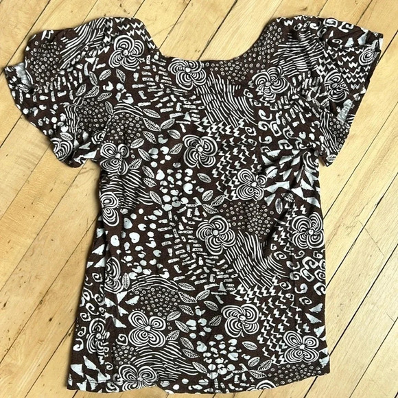 Forever 21 Brown Shirt | Brown Patterned Shirt | Tribal Print | Forever 21 Shirt - Picture 6 of 7